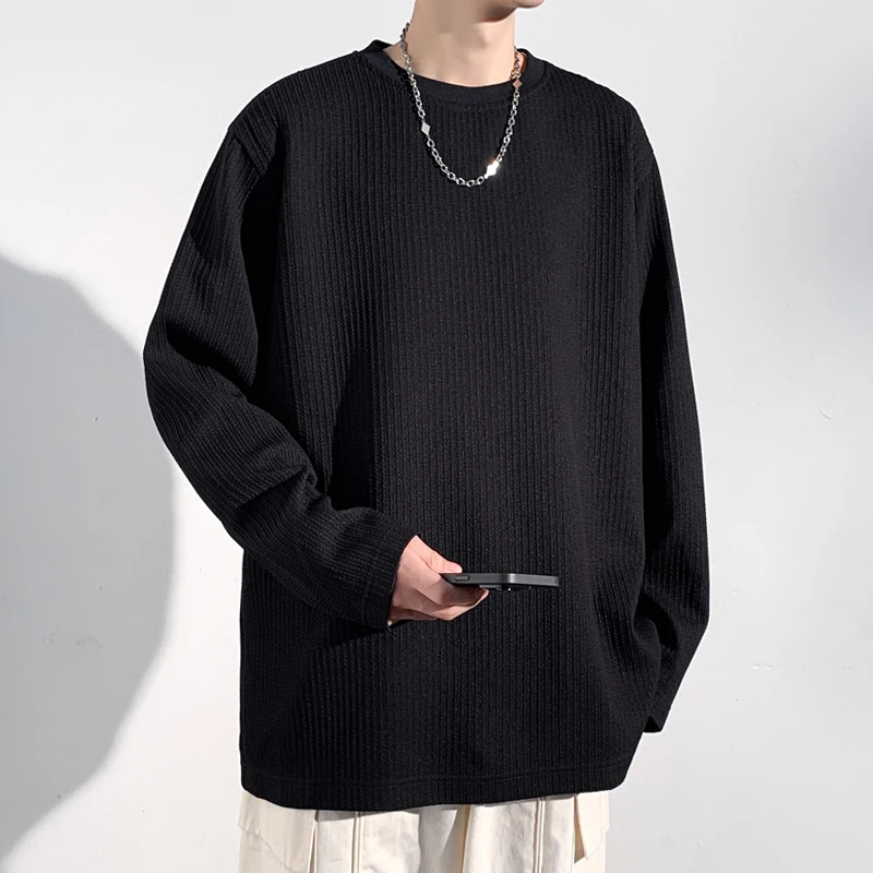 Mens Fashion Summer - Męska koszulka z długim rękawem, dzianinowa,