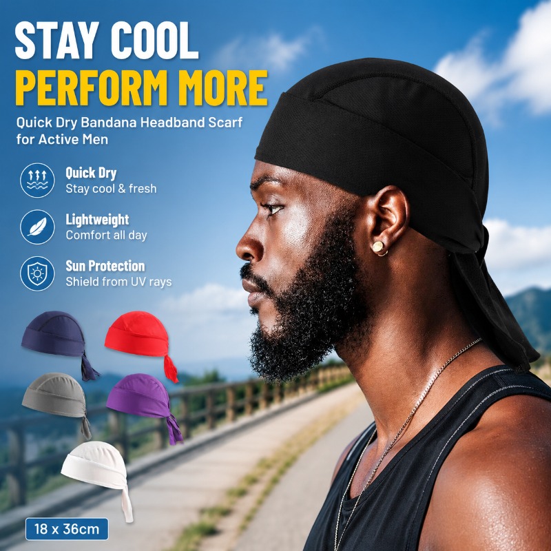 Men'S Fashion With Hat - Szybkoschnąca poliestrowa bandana, opaska na głowę,